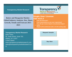 Butter and Margarine Market - Global Industry Analysis, Growth, Trends and Forecast 2015 - 2023