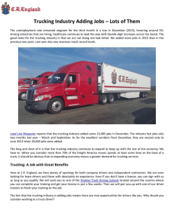 Trucking Industry Adding Jobs – Lots of Them