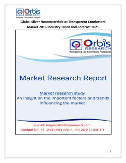 Worldwide Silver Nanomaterials as Transparent Conductors Market Analysis & 2021 Forecast Report