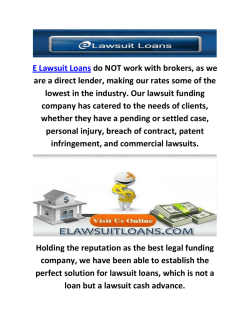 E Lawsuit Loans Funding Company In Millburn, NJ