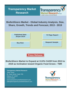 Biofertilizers Market to Expand at 13.0% CAGR from 2013 to 2019 as Inclination toward Organic Food Grows