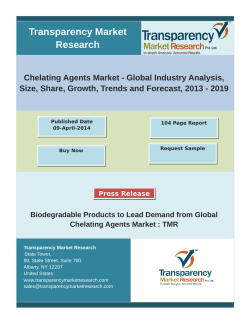 Chelating Agents Market - Global Industry Analysis, Forecast, 2013 – 2019