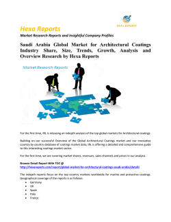 Saudi Arabia Global Market for Architectural Coatings Industry Share, Size, Trends, Growth, Analysis and Overview Research by Hexa Reports