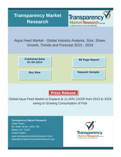 Aqua Feed Market valuation will US$122.6 bn by 2019
