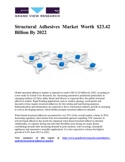 Structural Adhesives Market Is Expected To Reach USD 23.42 Billion By 2022, Growing At A CAGR Of 6.8% From 2015 To 2022: Grand View Research, Inc.