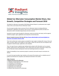 Global Car Alternator Consumption Market Share, Size, Global Trends, Growth, Competitive Strategies and Forecast 2016