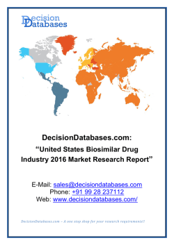 United States Biosimilar Drug Market 2016:Industry Trends and Analysis