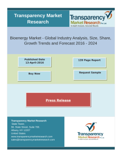 Research Report Bioenergy Market 2016 - 2024