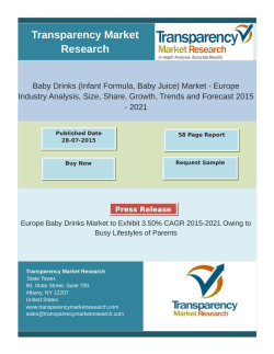 Europe Baby Drinks Market to Exhibit 3.50% CAGR 2015-2021 Owing to Busy Lifestyles of Parents