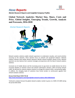 Global Network Analytics Market Is Anticipated To Grow At A CAGR of 25.68% By 2020: Hexa Reports