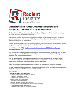 Global Intrathecal Pumps Consumption Market Size, Emerging Trends and Growth, Forecast 2016 by Radiant Insights