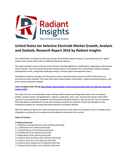 United States Ion Selective Electrode Market Size, Growth, Trends & Forecast ReportTo 2016: Radiant Insights