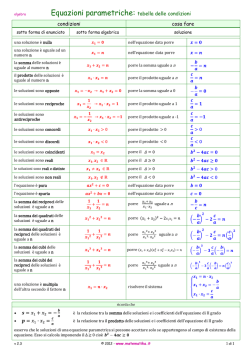 Equazioni parametriche: tabella delle condizioni