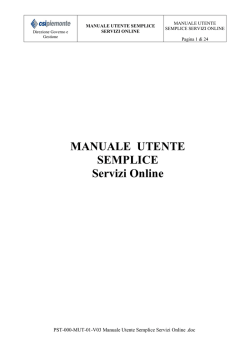 MANUALE UTENTE SEMPLICE Servizi Online
