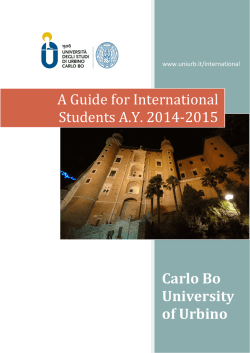 A Guide for International Students A.Y. 2014-2015