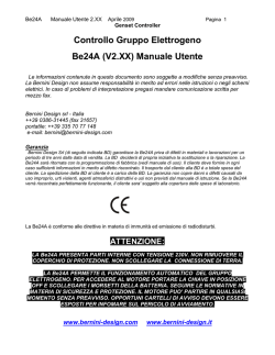 Controllo Gruppo Elettrogeno Be24A (V2.XX) Manuale Utente
