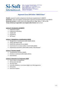 Argomenti Corso SAP Online “ABAP/4 Base” - Si