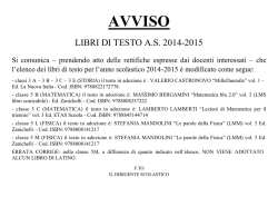 Libri di testo a.s. 2014/15 - Liceo Scientifico Ascanio Landi