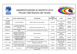 MANIFESTAZIONI DI AGOSTO 2014 Piccole Città Storiche del Veneto