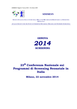 Rapporto tecnico sui Programmi di screening Neonatale in Italia