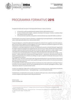 PROGRAMMA FORMATIVO 2015 - Dipartimento di Architettura