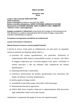 Docente: prof. Emilio De Meo - Università degli Studi di Foggia