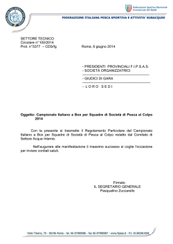 SETTORE TECNICO Circolare n° 100/2014 Prot. n° 5377 – CDS/fg