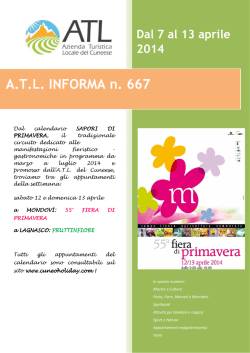 ATL INFORMA n. 667 Dal 7 al 13 aprile 2014