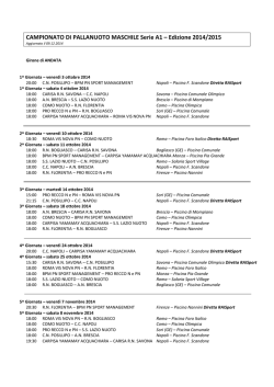 Calendario Campionato PN A1 Maschile 14/15