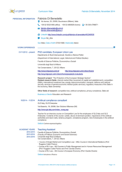 Europass CV - Dipartimento di Studi internazionali | Università degli