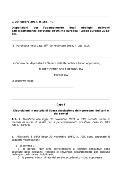 L. 30 ottobre 2014, n. 161 (1). Disposizioni per l
