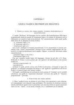CAPITOLO 7 LOGICA CLASSICA DEI PREDICATI: SEMANTICA 1