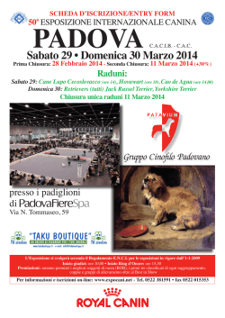 Programma Esposizione Internazionale Canina di Padova 2014