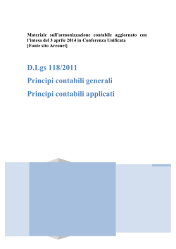 D.Lgs 118/2011 Principi contabili generali Principi