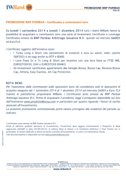 PROMOZIONE BNP PARIBAS - Certificates a