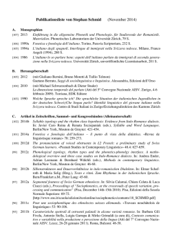 Publikationsliste von Stephan Schmid (November 2014)