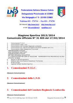 Comunicato ufficiale N.31 BIS