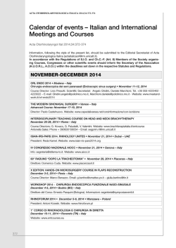 Calendar of events – Italian and International Meetings and Courses