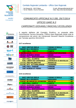 comunicato ufficiale n.5 del 29/7/2014 ufficio gare n.5 campionati