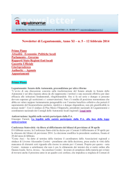 Newsletter di Legautonomie, Anno XI – n. 5 – 12 febbraio 2014