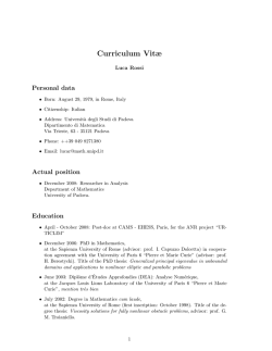 Curriculum Vitæ - Dipartimento di Matematica