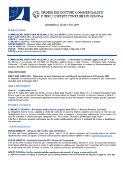 Informativa n. 29/14 - Ordine dei Dottori commercialisti di Genova