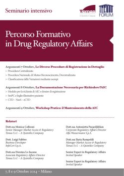 Percorso Formativo in Drug Regulatory Affairs