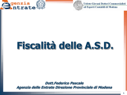 Fiscalità delle A.S.D. - Direzione regionale Emilia Romagna