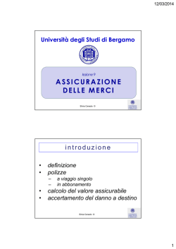 ASSICURAZIONE DELLE MERCI - Università degli studi di Bergamo