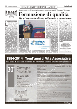 Italia Oggi del 27/03/2014 - Associazione Nazionale Consulenti