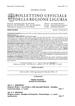 Bollettino ufficiale della Regione Liguria n.3 del 15 gennaio 2014