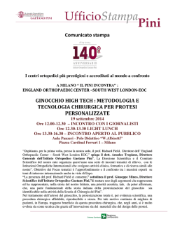 Comunicato - Istituto Ortopedico Gaetano Pini