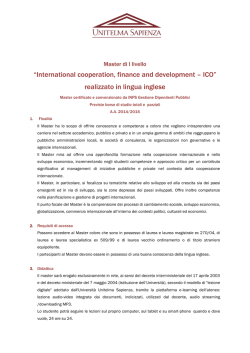 “International cooperation, finance and development – ICO