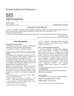 Ottobre 2014 - Società italiana di statistica - sis